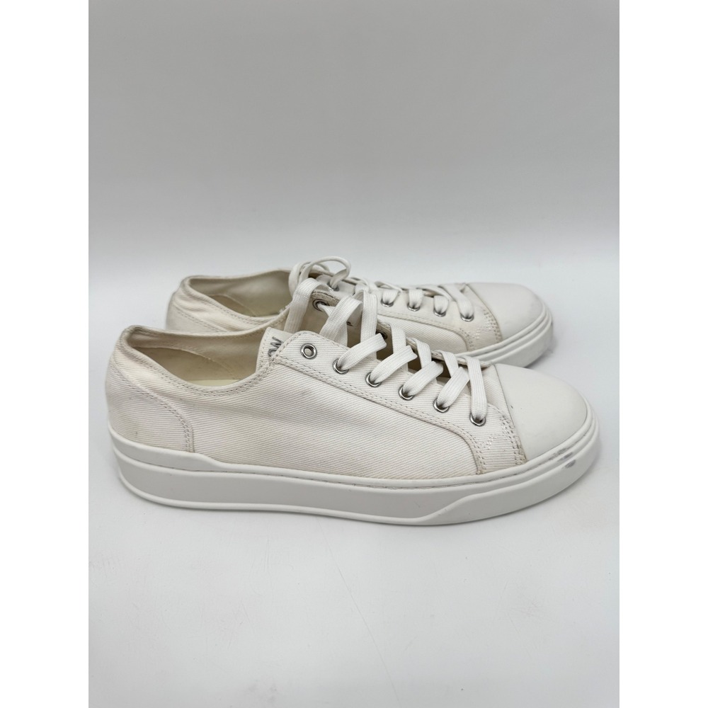 Stuart Weitzman Goldie‎ Platform Sneakers Women 8.5 White Canvas Low Top